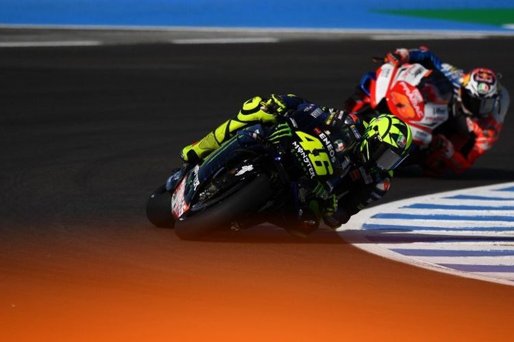 Valentino Rossi saat latihan bebas GP Spanyol di Sirkuit Jerez, 3 Mei 2019. 