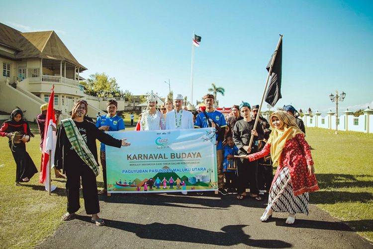 Karnaval budaya yang dilaksanakan pada saat pembukaan ICCF di Kota Ternate, Maluku Utara pada 2 September 2019. 