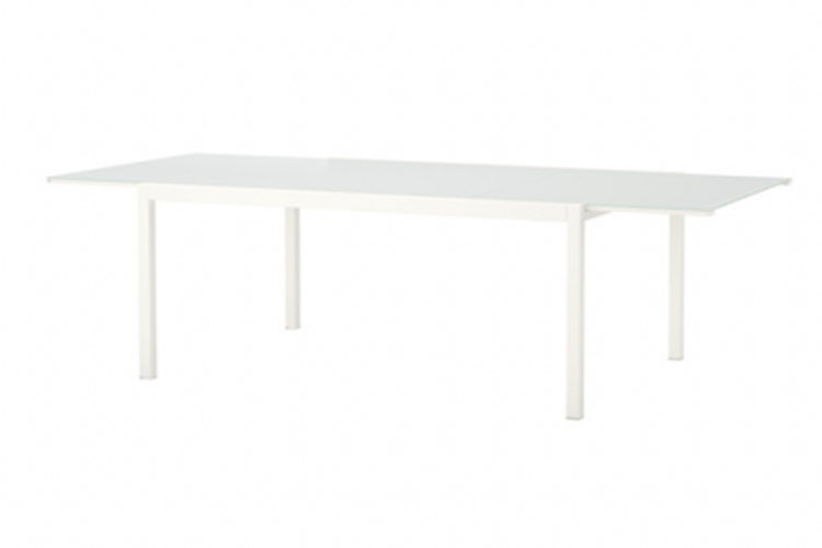 Meja makan GLIVARP frosted putih yang ditarik IKEA