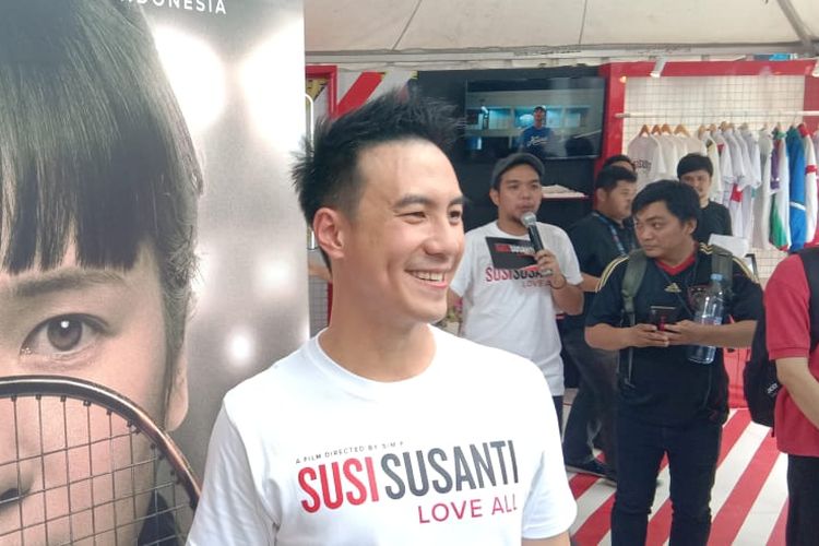 Daniel Mananta dalam wawancara untuk mempromosikan film Susi Susanti Love All di Istora Senayan, Jakarta Pusat, Jumat (19/7/2019).