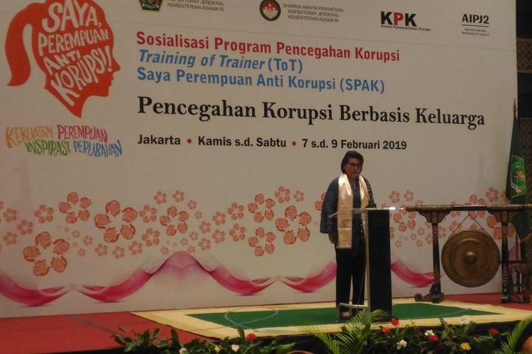 Wakil Ketua Komisi Pemberantasan Korupsi (KPK) Basaria Panjaitan di Hotel Sultan, Jakarta, Kamis (7/2/2019)..