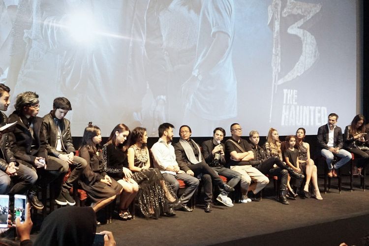 Jumpa pers film 13 The Haunted di XXI Epicentrum, Kuningan, Jakarta Selatan, Selasa (24/7/2018).