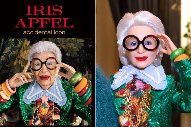 Iris Apfel yang asli (kiri) dan sebagai Barbie (kanan)