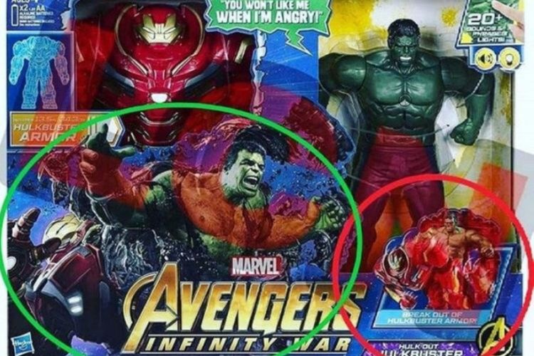 Figur aksi Hulkbuster dan Hulk