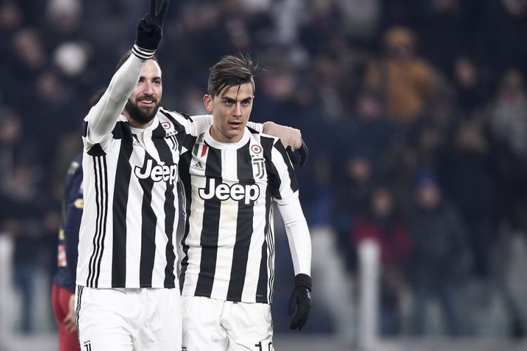 Gonzalo Higuain dan Paulo Dybala menentukan langkah Juventus ke perempat final Coppa Italia, Rabu (20/12/2017). 
