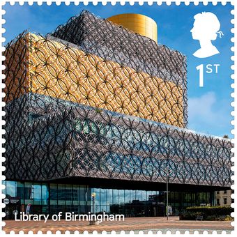 Perangko Library of Birmingham yang dirancang Mecanoo