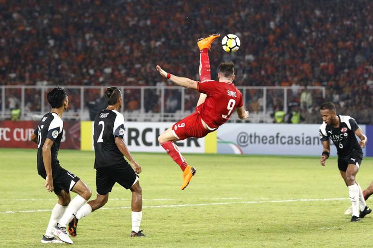 Home United saat melawan Persija Jakarta dalam leg kedua babak semifinal zona ASEAN Piala AFC 2018 di Stadion Utama Gelora Bung Karno, Jakarta, Selasa (15/5/2018). 