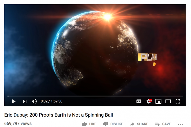 Video soal teori Bumi Datar yang populer di YouTube. 