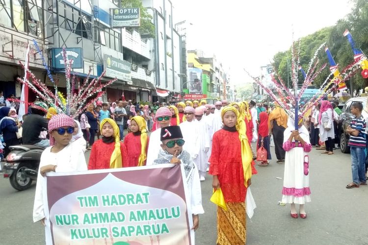 Puluhan peserta budaya islam memeriahkan perayaan Tahun Baru Islam 1 Muharam 1441 Hijriah di Ambon, Minggu (1/9/2019)