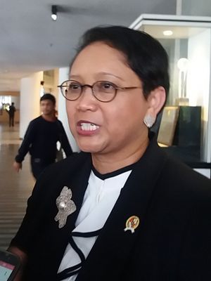 Menteri Luar Negeri Retno Marsudi di Kampus Universitas Multimedia Nusantara (UMN), Tangerang, Selasa (17/10/2017)