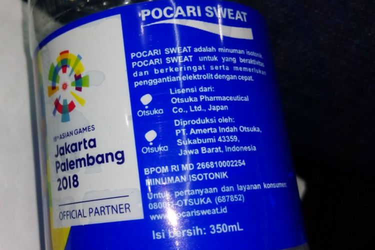 Tampilan minuman Pocari Sweat sebagai mitra resmi (offcial partner) perhelatan Asian Games 2018 di Indonesia.