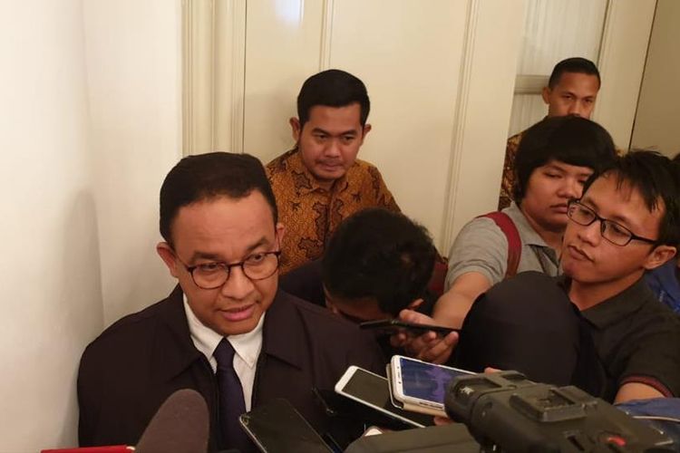 Gubernur DKI Jakarta Anies Baswedan di Balairung, Balai Kota, Jakarta Pusat, Senin (5/8/2019)