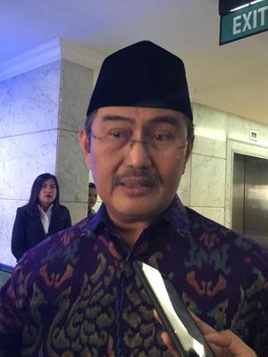 Mantan Hakim Konstitusi (MK) Jimly Asshiddiqie di Gedung MK, Jakarta Pusat, Rabu (28/8/2019).