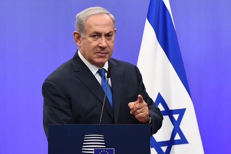 Perdana Menteri Israel Benjamin Netanyahu saat berbicara dalam pertemuan antar-menteri luar negeri Uni Eropa di Brussels, Senin (11/12/2017).