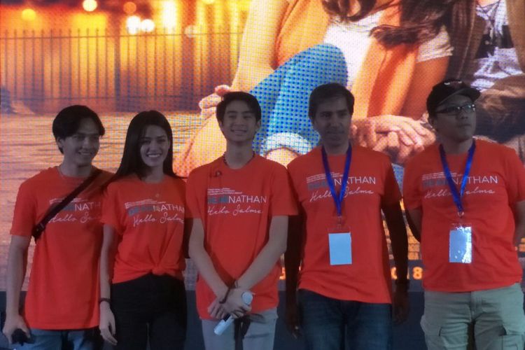 (kiri ke kanan) Jefri Nichol, Susan Sameh, Devano Danendra, Suni Soraya dan Indra Gunawan saat jumpa pers film Dear Nathan: Hello Salma dalam acara Popcon Asia di ICE BSD, Tangerang, Sabtu (22/9/2018).