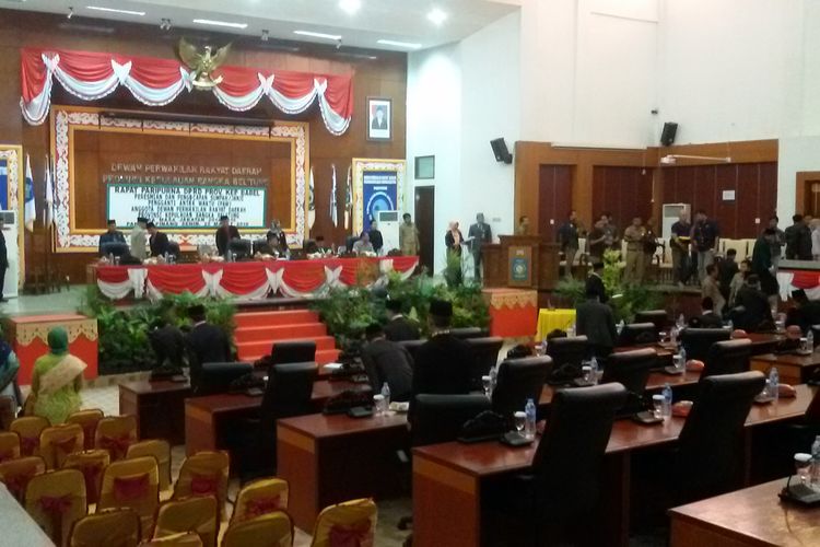 Suasana sidang paripurna PAW anggota DPRD Kepulauan Bangka Belitung korban Lion Air JT 610, Senin (25/3/2019).