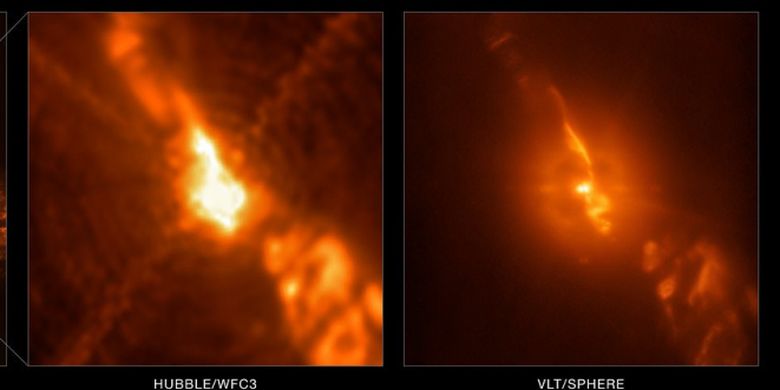 Perbandingan foto kematian bintang dari dua teleskop