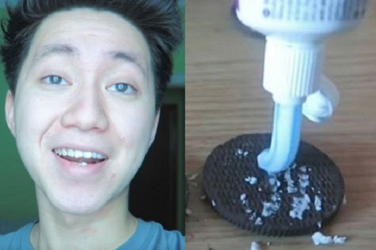 YouTuber bernama Kanghua Ren dan potongan video memperlihatkan dia mengisi biskuit Oreo dengan pasti gigi sebelum disajikan kepada gelandangan.