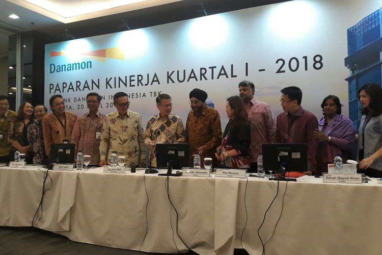 Paparan kinerja keuangan PT Bank Danamon Indonesia Tbk pada kuartal I 2018 di Jakarta, Jumat (20/4/2018)