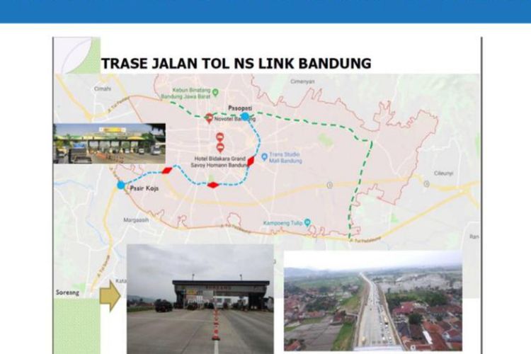 Trase Tol NS Link Bandung akan jadi tol dalam kota pertama di Bandung. 