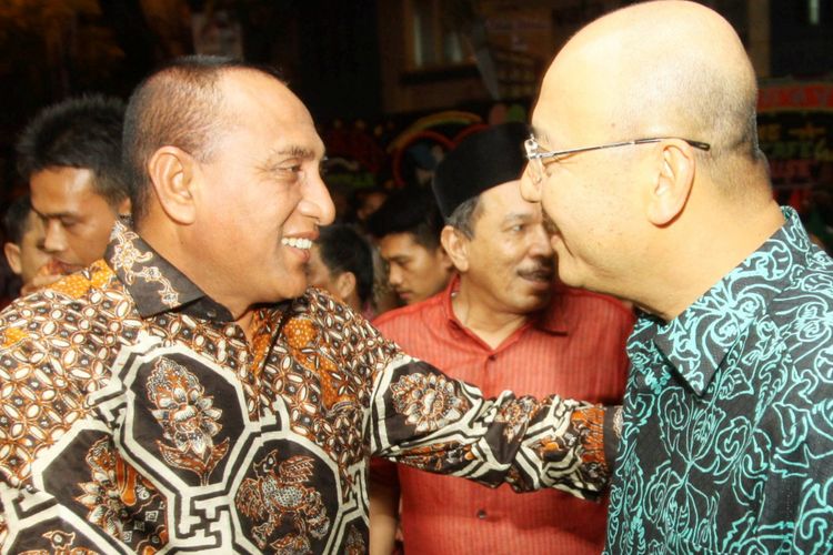 Pangkostrad Letjend TNI Edy Ramayadi bersama Wali Kota Medan Dzulmi Eldin menghadiri grand opening Restoran JM Barani House Club di Medan, Jumat (26/5/2017)