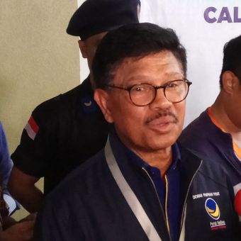 Sekretaris Jendral DPP Partai Nasdem Johnny G Plate menargetkan partainya dapat meraih double digit suara pada Pemilu 2019 mendatang. Jakarta, Jumat (13/10/2017).