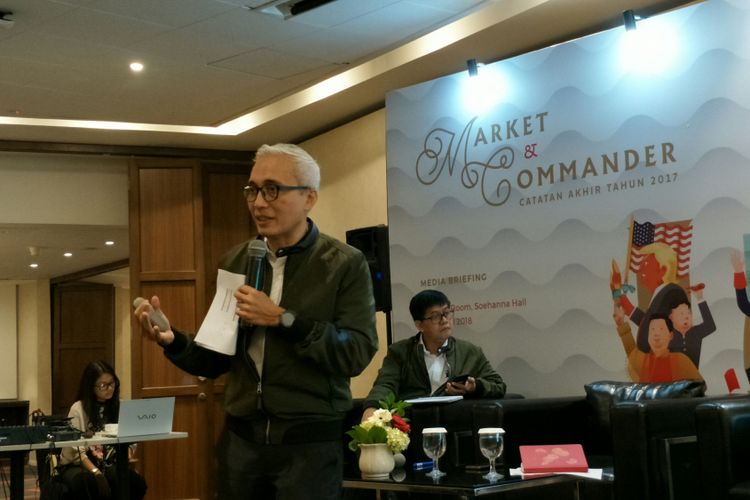 Presiden Direktur PT Bahana TCW Investment Management (Bahana TCW) saat acara Market & Commander 2018 di Energy Building, Jakarta, Rabu (17/1/2018).