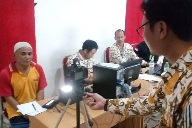 Perekaman E-KTP di Rutan II B Cilodong, Depok, Kamis (17/1/2019).