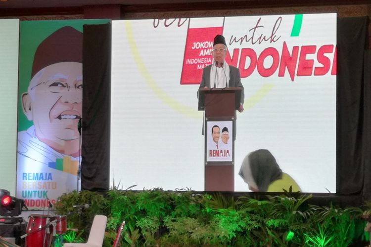 Calon wakil presiden nomor urut 01 Maruf Amin di Jiexpo Kemayoran, Jakarta, Minggu (25/11/2018)