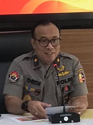 Kepala Biro Penerangan Masyarakat Polri Brigjen (Pol) Dedi Prasetyo saat konferensi pers di Gedung Humas Mabes Polri, Jakarta Selatan, Selasa (4/6/2019).