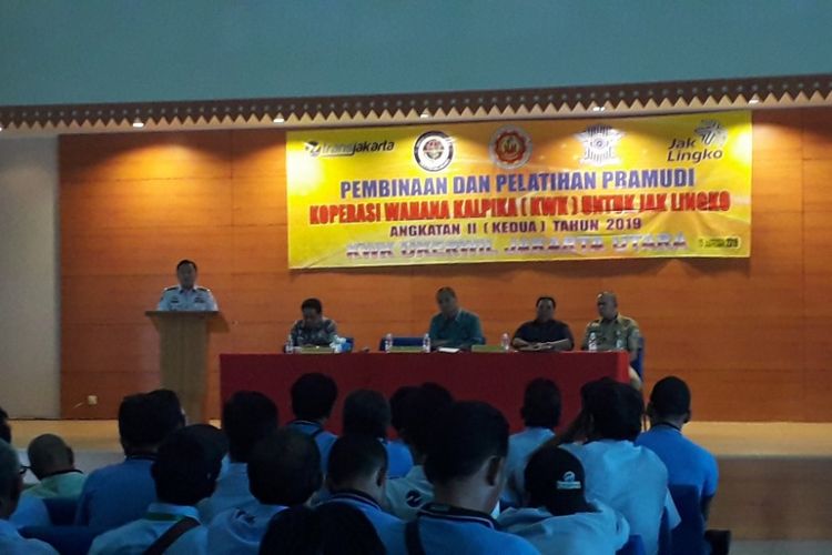 Suasana pelatihan 200 pramudi KWK di Kantor Wali Kota Jakarta Utara, Selasa (15/1/2019).