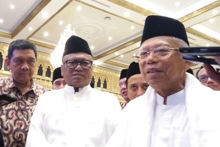 Maruf Amin usai buka puasa bersama Oesman Sapta Odang, Senin (3/6/2019).
