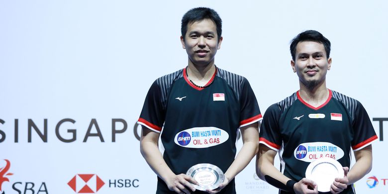 Ahsan/Hendra menjadi runner up di Singapore Open 2019. 
