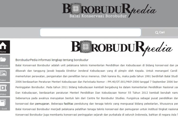 Situs Borobudurpedia sebagai portal semua informasi terkait Candi Borobudur.