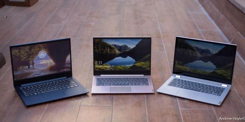 Ilustrasi tiga laptop IdeaPad baru dari Lenovo