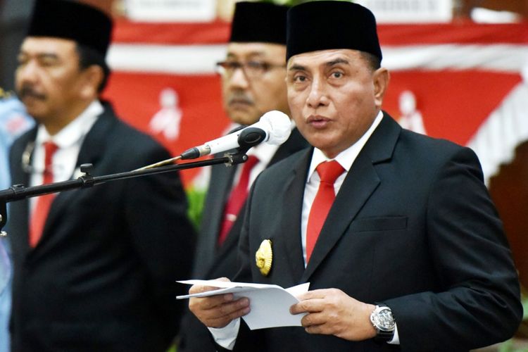 Gubernur Sumut Edy Rahmayadi didampingi Wakil Gubernur Sumut Musa Rajekshah saat menyampaikan pidato pertamanya di DPRD Sumut, Senin (10/9/2018)