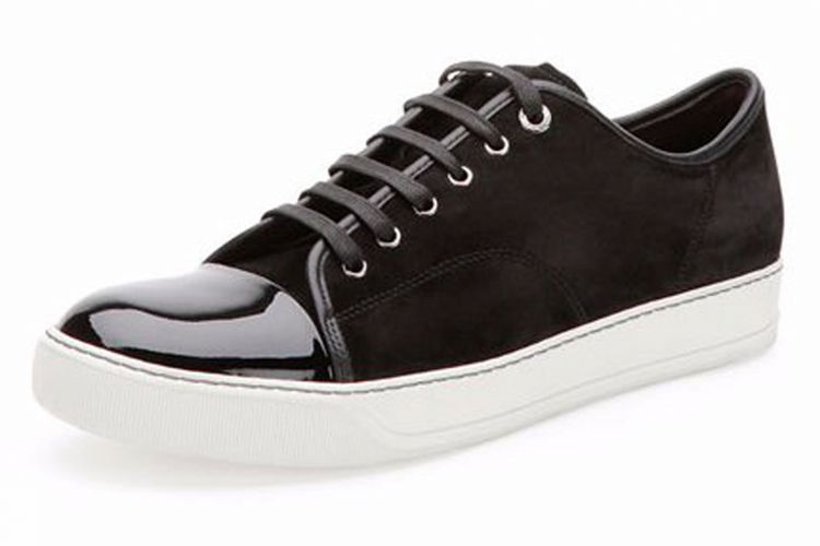 Lanvin Suede & Patent Leather Low-Top