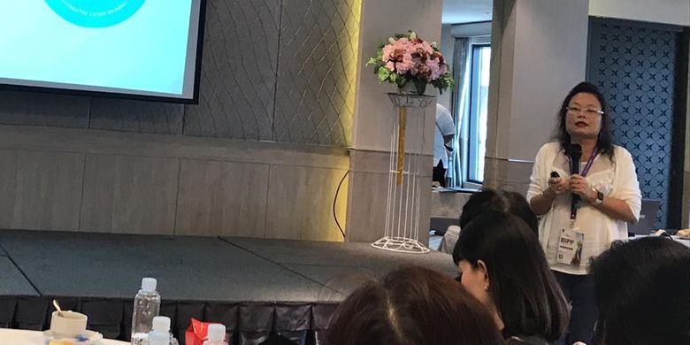 Vice Rector Global Employability and Entrepreneurship Binus University, Meyliana di acara Binus Internship Partnership Program (BIPP) di Medtwon Hotel, Bangkok, Thailand, Sabtu (13/4/2019). 
