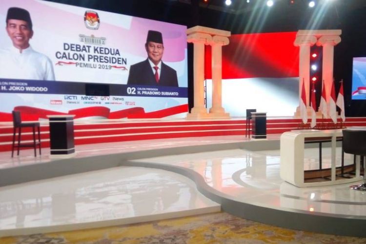 Panggung debat kedua capres di Hotel Sultan, Senayan, Jakarta Pusat, Sabtu (16/2/2019).