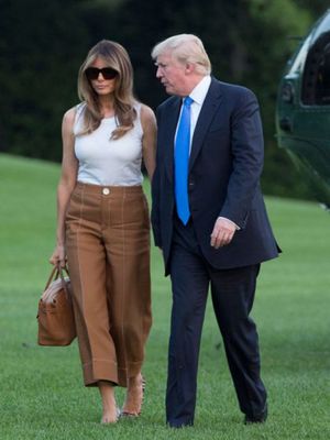 President Donald Trump dan Melania di Gedung Putih tahun 2017.  