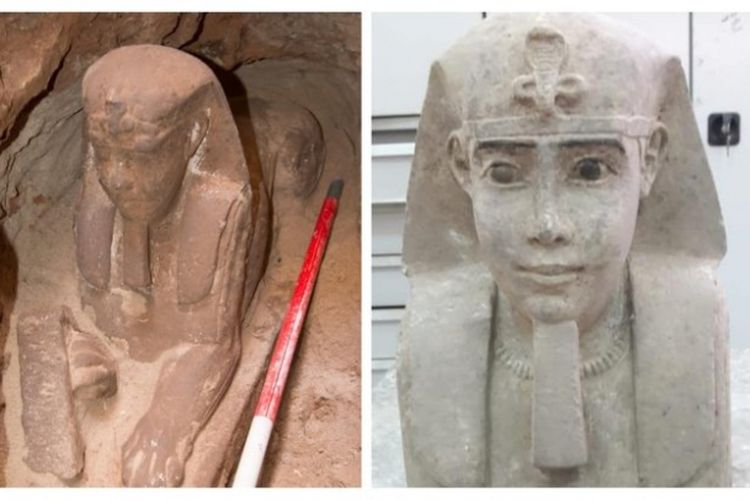 Sphinx misterius berusia ribuan tahun yang baru ditemukan di kuil firaun Kom Ombo, dekat kota Aswan, Mesir. 