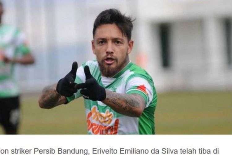 Pemain asal Portugal, Erivelto Emiliano da Silva, yang diperkirakan akan menjadi striker baru Persib Bandung.