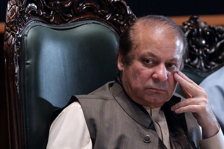 Mantan perdana menteri Pakistan Nawaz Sharif, yang telah dijatuhi hukuman 10 tahun penjara oleh pengadilan korupsi, pada Jumat (6/7/2018).