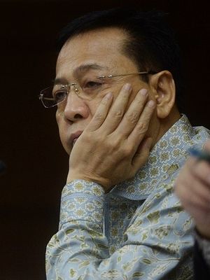 Terdakwa kasus korupsi KTP Elektronik Setya Novanto mengikuti sidang lanjutan di Pengadilan Tipikor, Jakarta, Senin (12/3). Sidang mantan ketua DPR itu beragenda mendengarkan keterangan saksi dan saksi ahli yang dihadirkan jaksa penuntut umum. 