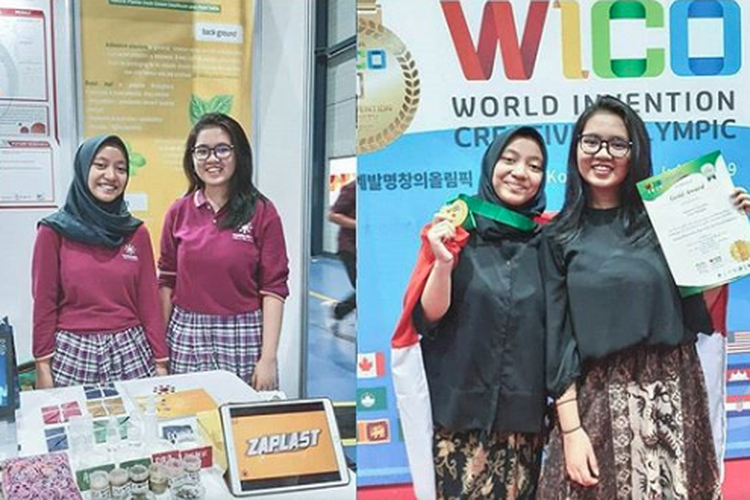 Anastasya Azzahra dan Tiara Salsabila meraih medali emas dalam World Invention Creativity Olympic (WICO) di Seoul, Korea Selatan, pada 25-27 Juli 2019.