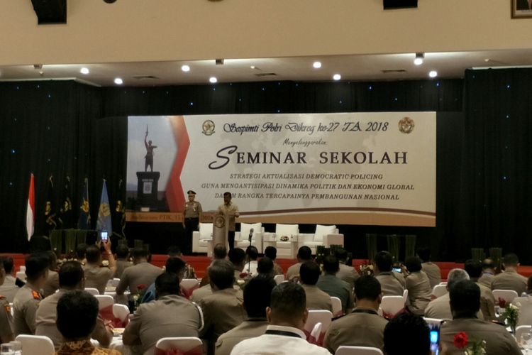 Wakil Presiden Jusuf Kala di Acara Seminar PTIK, Jakarta, Senin (15/10/2018)