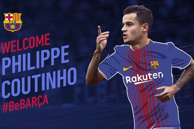 Gambar yang digunakan FC Barcelona di situs dan media sosial dalam pengumuman transfer Philippe Coutinho.