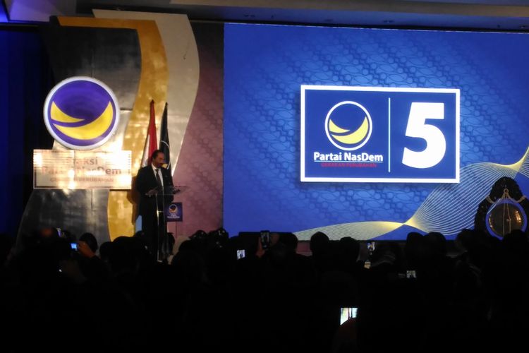 Ketua Umum Partai Nasdem Surya Paloh saat memberikan pidato sambutan di Hotel Mercure Ancol, Jakarta, Selasa (20/11/2018). 