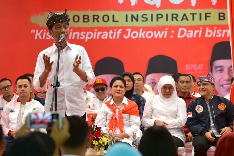 Joko Widodo calon presiden nomer urut 1 saat ngobrol inspiratif di Banyuwangi Senin (25/3/2019)