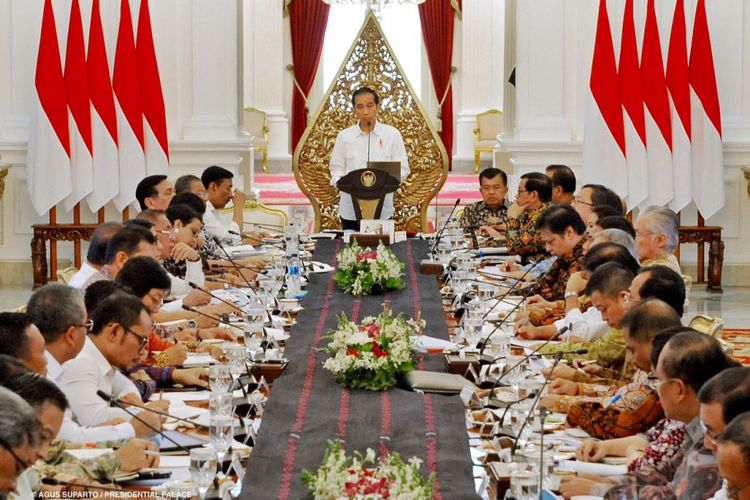 Suasana sidang kabinet paripurna di Istana Merdeka, Jakarta, Selasa (29/8/2017).